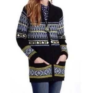 Anthropologie Sparrow Fairisle Front Zip Cardigan Sweater Size Large